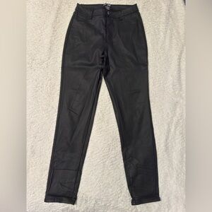 Black Faux Coated Pants